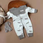 婴姿婴儿卡通斑马连体衣春秋季 新生儿衣服外出爬爬服 宝宝纯棉长袖