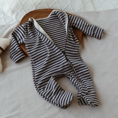 婴姿欧美新生婴儿连体衣春秋款 纯棉长袖 侧开宝宝包手脚长外出爬服