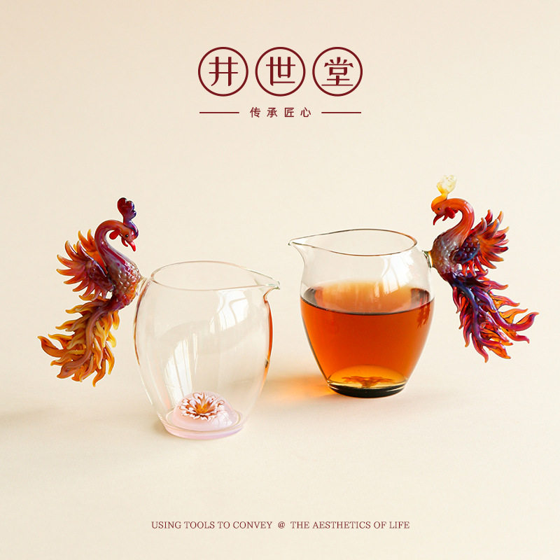 井世堂高颜值手工凤凰侧把公道杯玻璃高档功夫茶水分茶器高端茶海,餐饮具,公道杯,淘宝优惠券,粉丝福利购,淘宝优惠卷