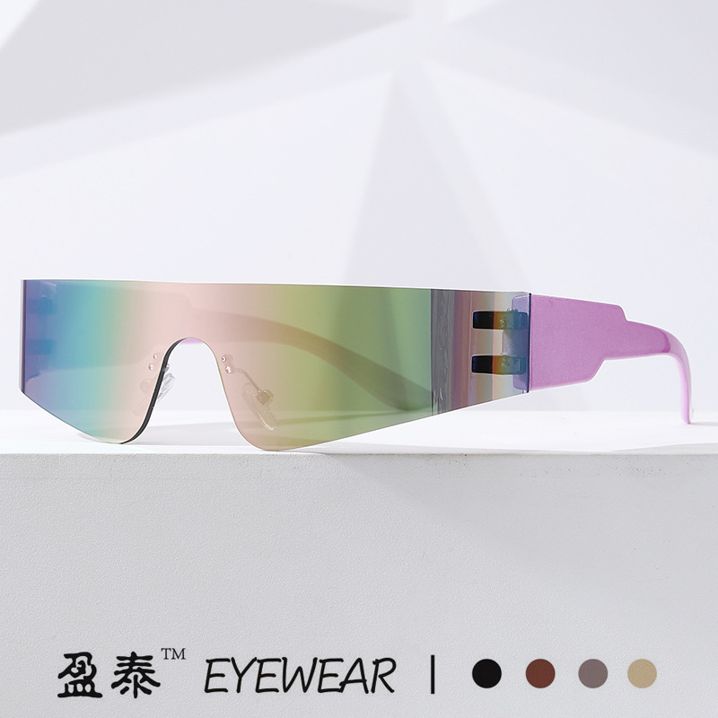 无框太阳镜女Y2K朋克风运动太阳眼镜跨境新款男士炫彩时尚墨镜