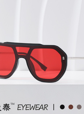 新款跨境大框眼镜个性蛤蟆镜半金属一体镜太阳镜男街拍潮流墨镜