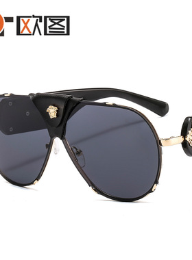 新款时尚包皮人头太阳镜男女中梁皮质墨镜VE523 sunglasses