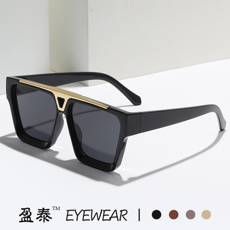 新款百万富翁太阳镜欧美跨境连体方框墨镜摩登时尚大框太阳眼镜潮