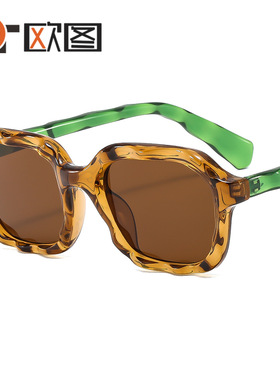 彩色波浪方框太阳镜男女士百搭时尚墨镜89154