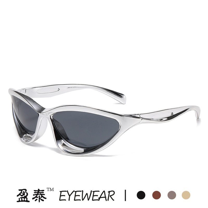 新款欧美潮流太阳镜跨境Y2K时尚户外运动骑行镜镂空镜腿墨镜