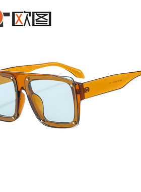 方型大框休闲气质男女士太阳镜彩色镜片潮男女装饰墨镜6109