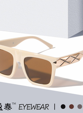 2024跨境新款朋克箭头太阳镜女 欧美时尚街拍摩登复古猫眼墨镜