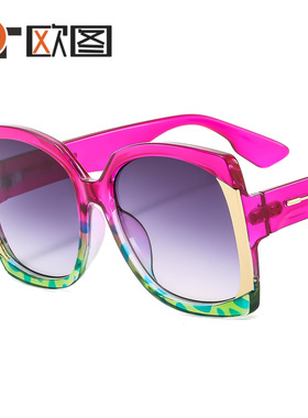 跨境方框大码彩色男女士太阳镜欧美时尚摩登气质墨镜5601