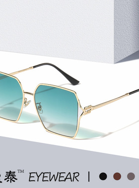 新款m字母欧美时尚太阳眼镜潮流镂空高级感街拍墨镜女遮阳镜