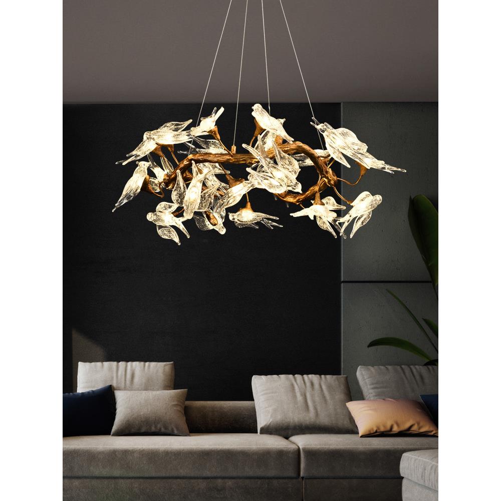 工厂直销全铜创意客厅水晶吊灯设计师款燕子灯餐厅吊灯吧台灯别墅