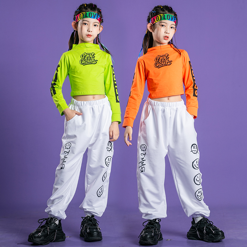 儿童爵士舞服装女童hiphop街舞潮牌表演服少儿舞台模特走秀衣服酷
