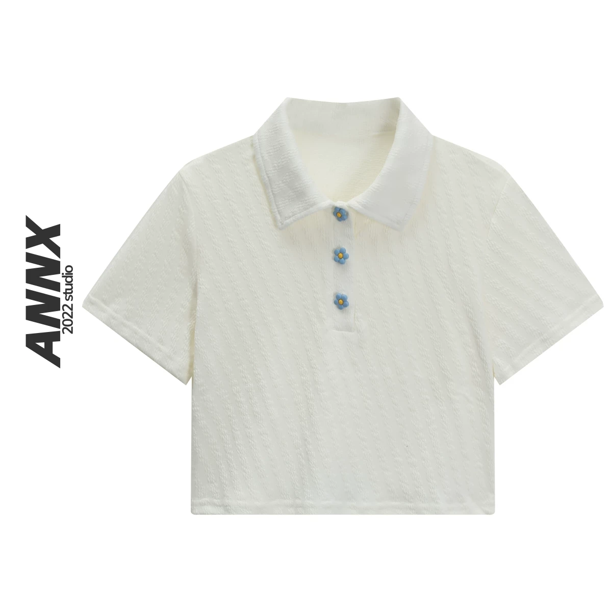 Тонкая короткая дизайнерская рубашка, 2023, корейский стиль, с short sleeve, тренд сезона, цветочная