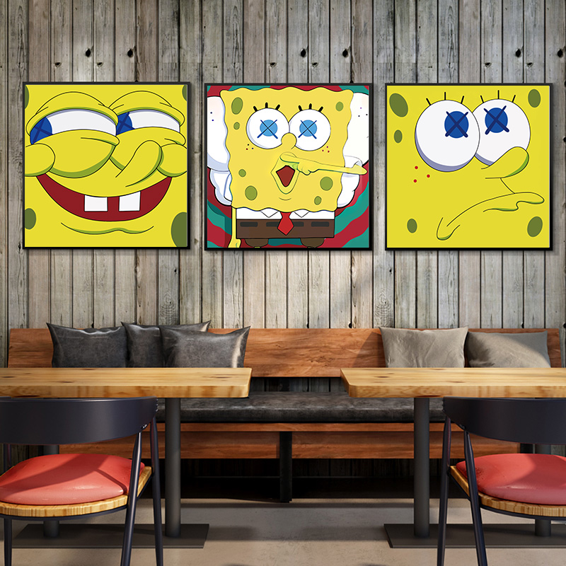 海绵宝宝装饰画卧室床头挂画卡通