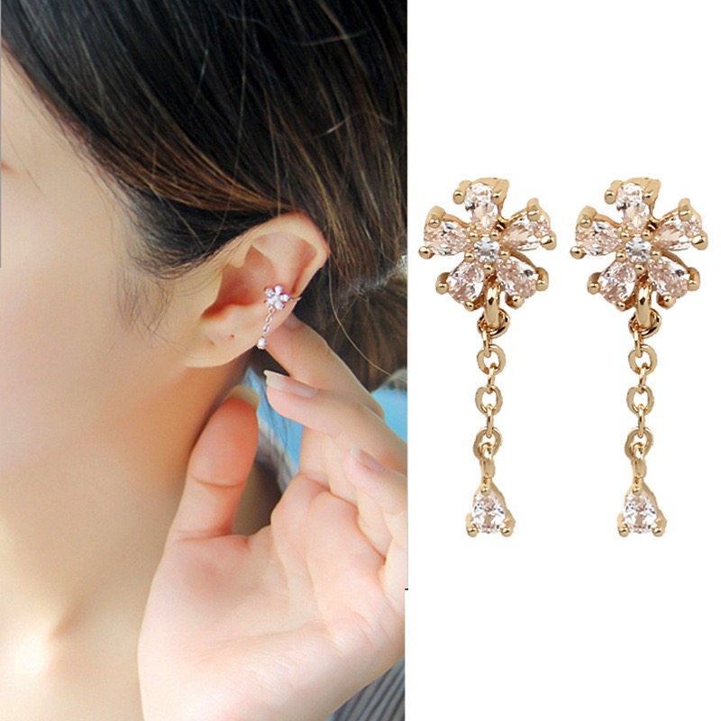 流苏水滴耳坠无耳洞软垫耳夹新娘礼服耳环耳钉短发耳骨夹耳饰简约