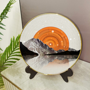 向山举目装饰盘瓷盘摆件摆卧室摆件礼物礼品现代时尚家用装饰用品