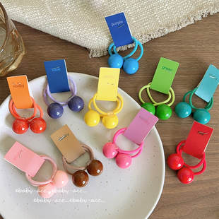 韩系糖豆小揪揪头绳儿童糖果色发圈女童马尾彩色发绳弹力头绳皮筋