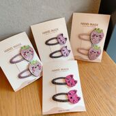 韩国儿童不伤发BB夹草莓猫咪侧边碎发夹女宝发卡女孩发饰刘海夹