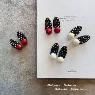 安可拉红波点珍珠夹韩版超仙鸭嘴夹高颜值发卡女童侧边碎发夹边夹