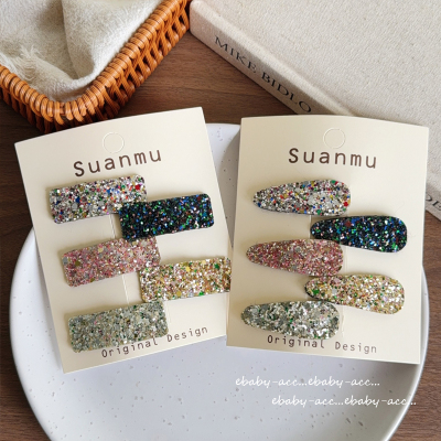 新款女童闪闪亮片BB夹洋气侧边碎发发卡女宝前额刘海夹可爱发饰夹
