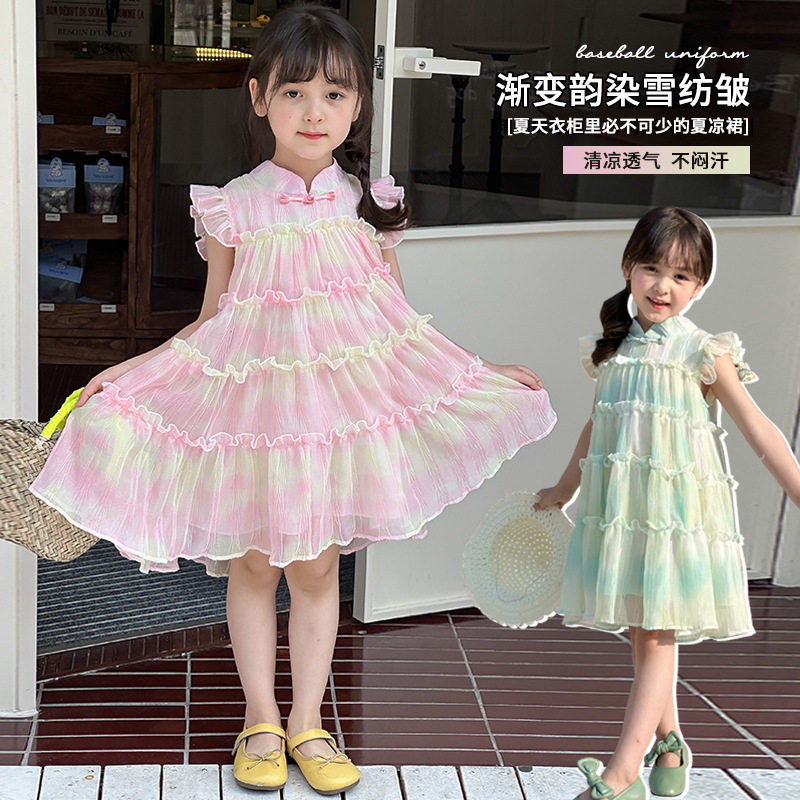 【现货清仓】女童夏季出游雪纺纱碎花无袖连衣裙