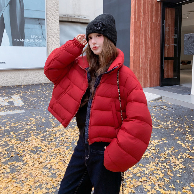 红色两面穿短款排骨羽绒服女冬季新款泡芙面包服白鸭绒外套,女装/女士精品,羽绒服,淘宝优惠券,粉丝福利购,淘宝优惠卷