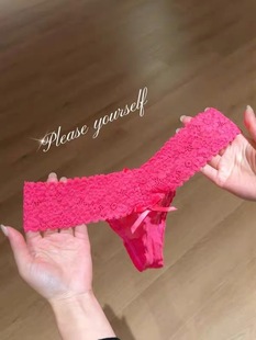 三角裤 蕾丝宽边双蝴蝶结性感小丁内裤 神 高级玫红色是永远