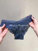 交叉V形蕾丝女士内裤 法式 纯欲 宝石蓝色好高级妩媚 逐渐沦陷了