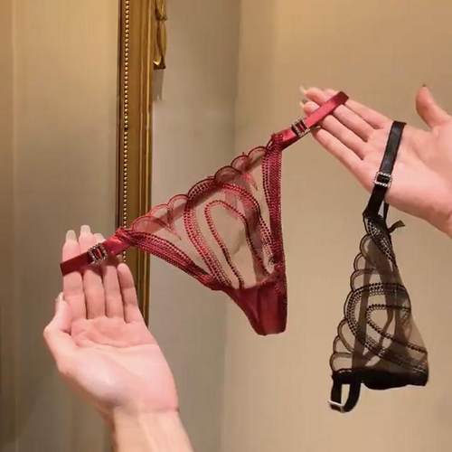 网纱刺绣丁字裤纯欲低腰三角裤女