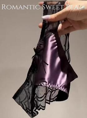 高级性感~欧美宫廷风蕾丝绸缎面网纱速干无痕三角裤~给你无限魅惑