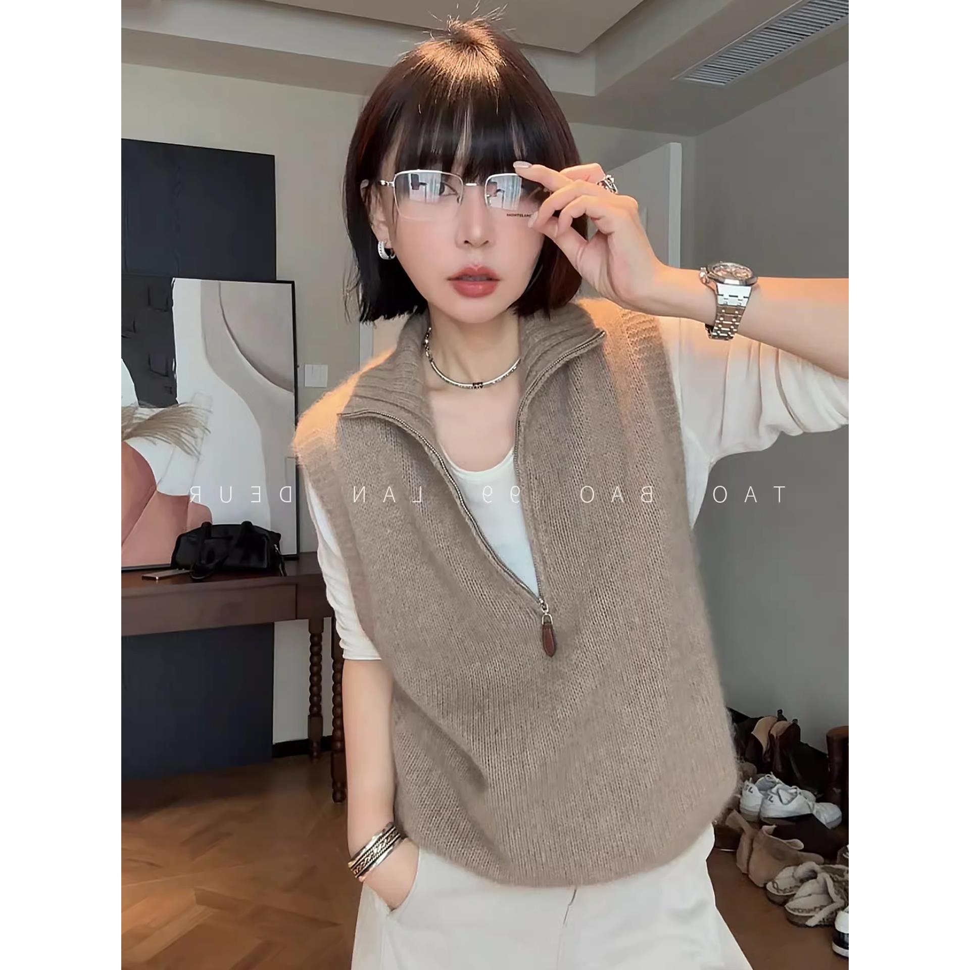 半拉链马甲纯色套头轻奢