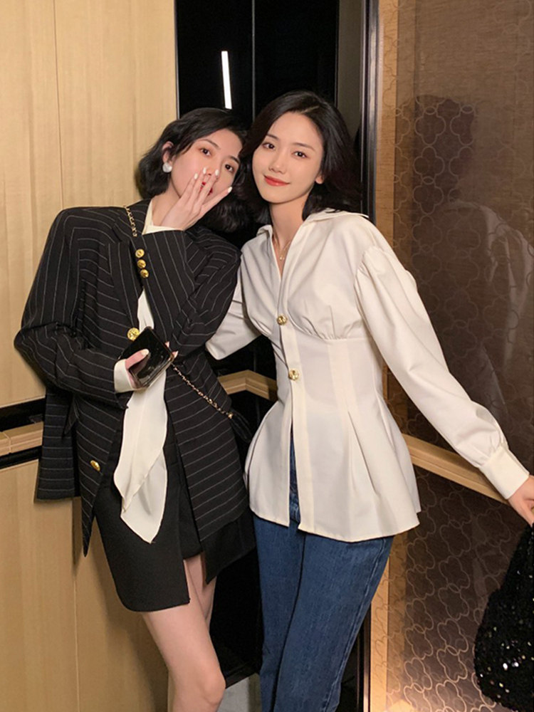 修身型通勤修身长袖上衣女