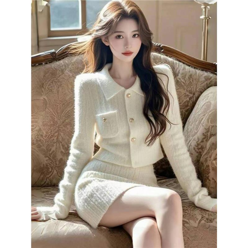 秋冬高级法式富家千金两件套