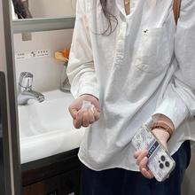 韩系白色polo衬衫女早春款穿搭法式高级感长袖衬衣设计感小众上衣