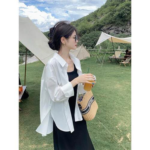 白色小个子防晒衬衣开衫