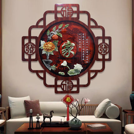 入户玄光装饰画中式客厅沙发背景墙壁画走廊过道卧室圆形餐厅挂画