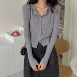 Осенний приталенный лонгслив, кардиган, тонкий трикотажный свитер, 2022 года