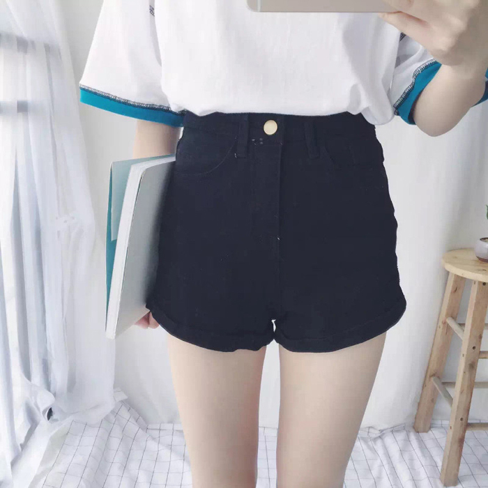 ¿ã×Óº«¹úÏマßÑüÐÞÉíºÚÉ«ÏÔÊݾí±ßÅ£×пã¶Ì¿ãÐÝÏÐÈÈ¿ãŮװѧÉú³±