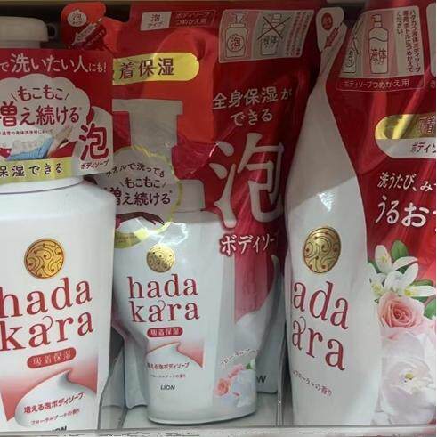日本委托代买LION狮王保湿沐浴露滋润按压泡沫型百花香正装+替换
