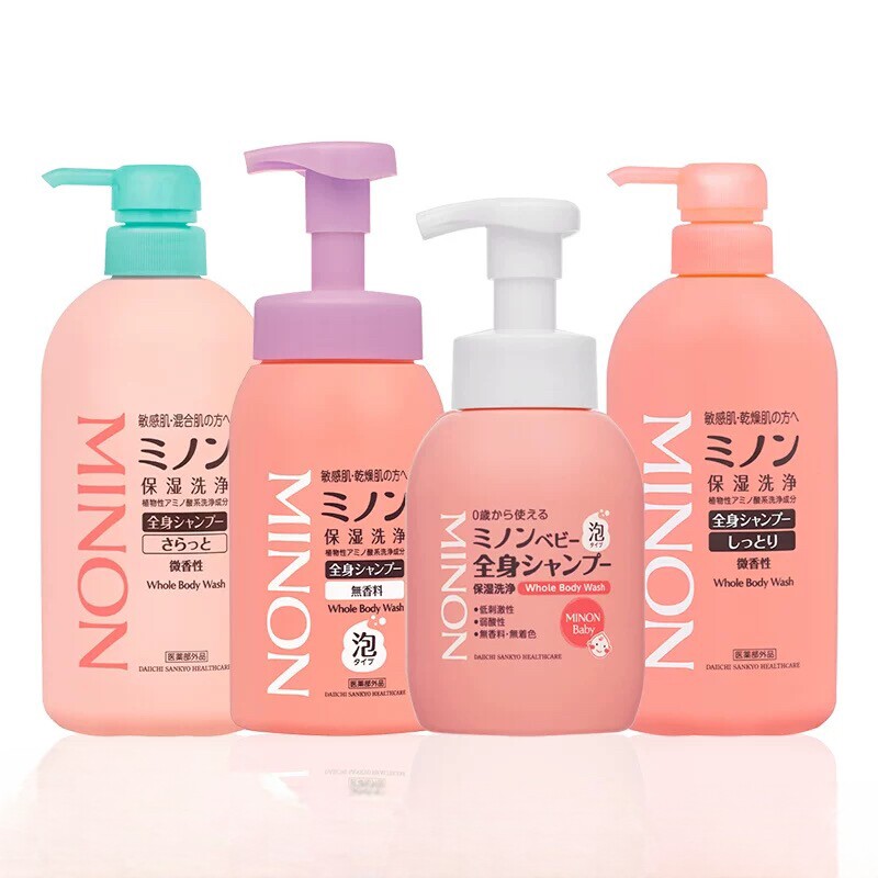 日本委托代买MINON/蜜浓洗发沐浴合一清爽保湿敏氨基酸泡沫沐浴露