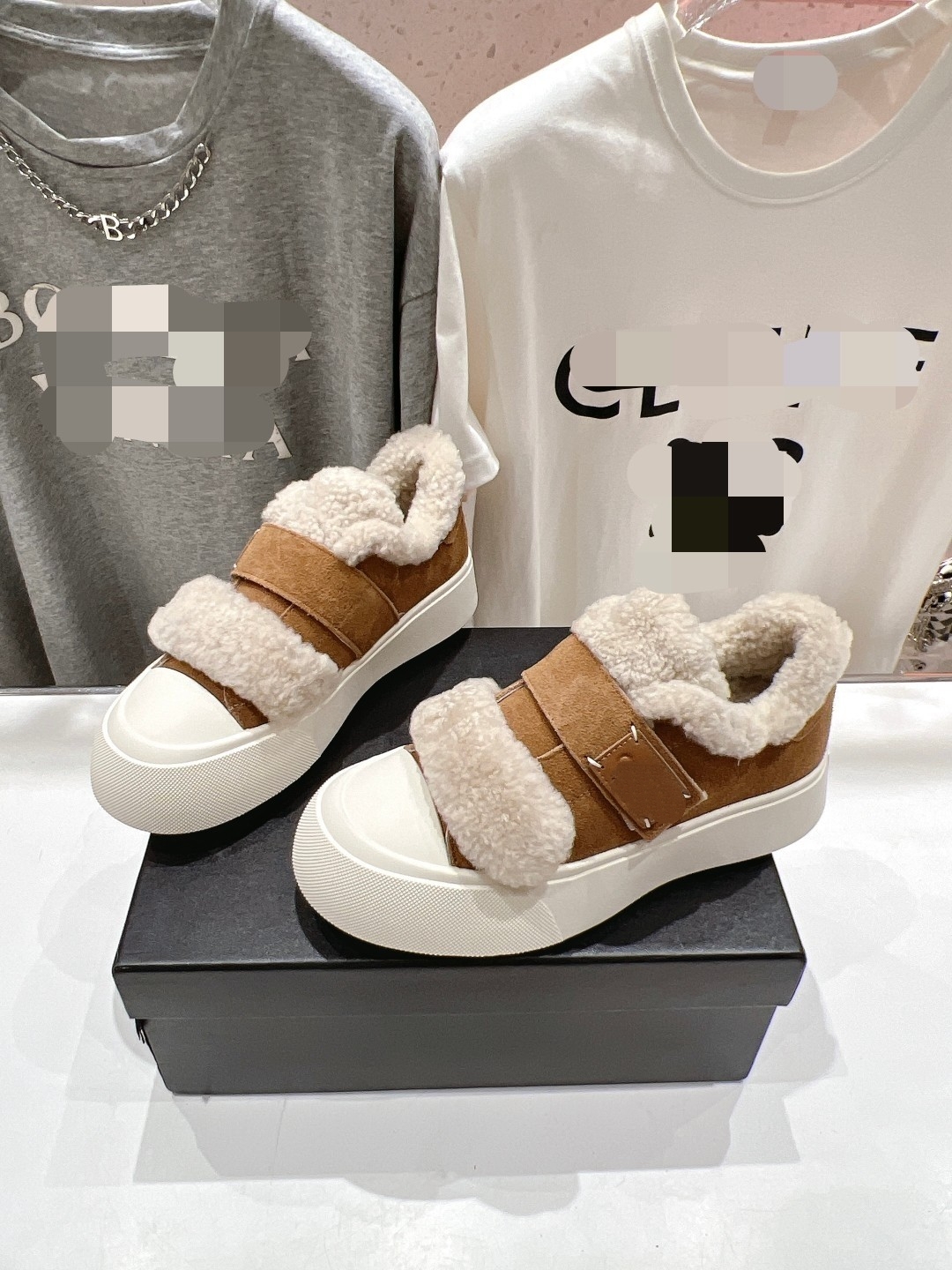 网红真磨砂皮厚底羊毛保暖雪地鞋女25新款魔术贴增高松糕休闲板鞋