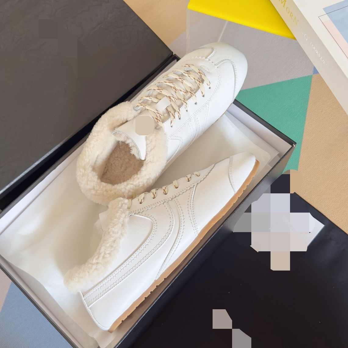 网红真皮羊毛毛保暖德训鞋女25新款小众潮休闲运动板鞋时尚阿甘鞋