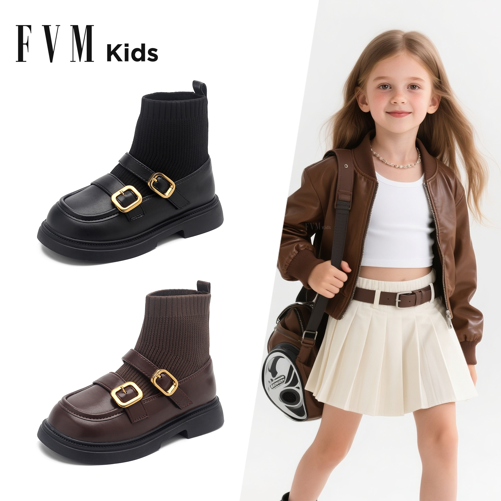 女童秋冬款皮鞋袜靴马丁小短靴