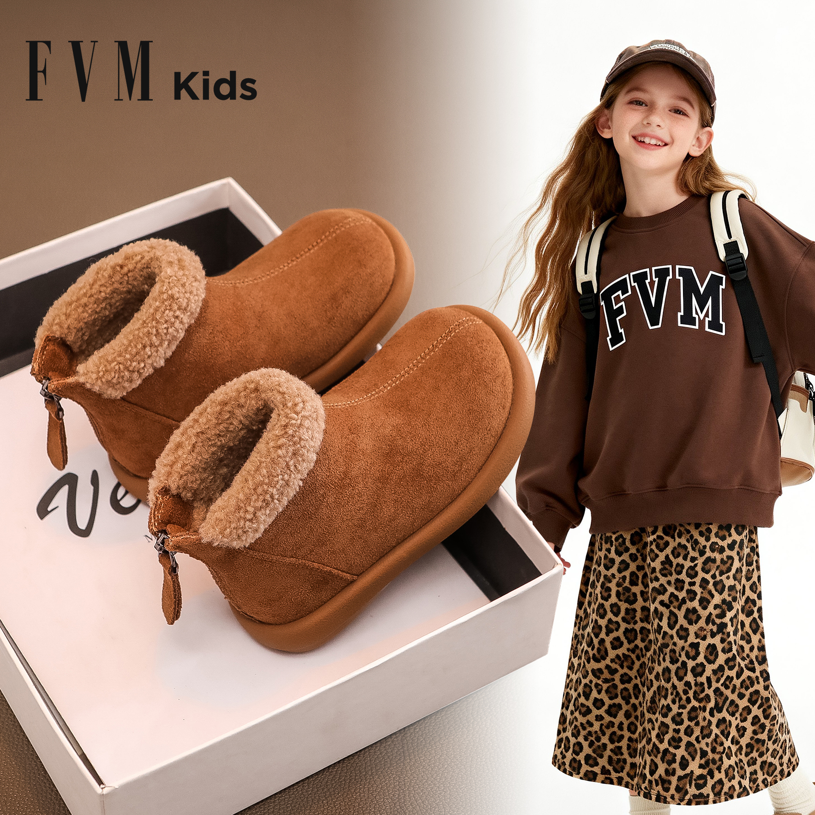 FVM女童鞋子儿童小短靴