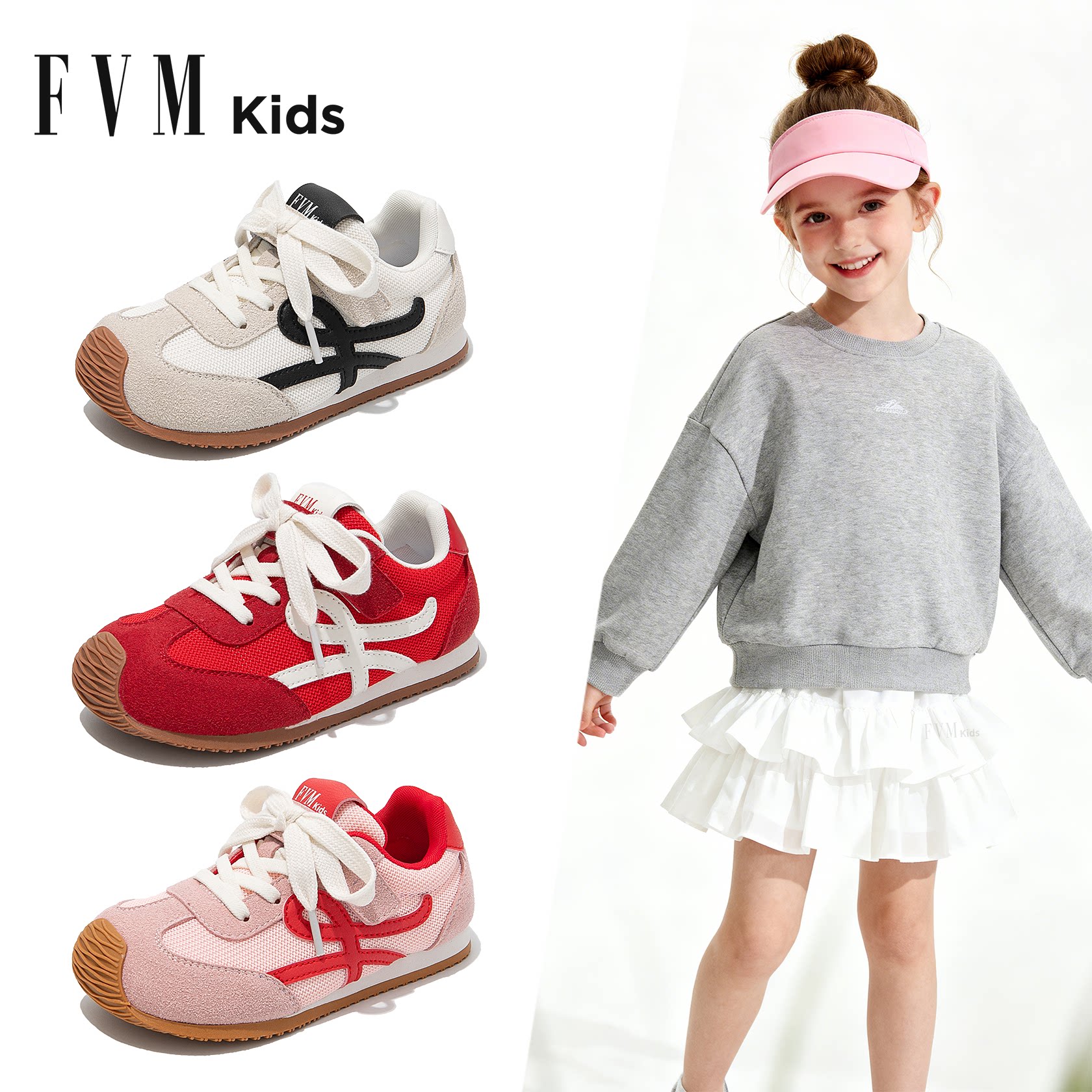 女童鞋子大童轻便运动板鞋2026新款春季春款儿童德训网面透气春鞋