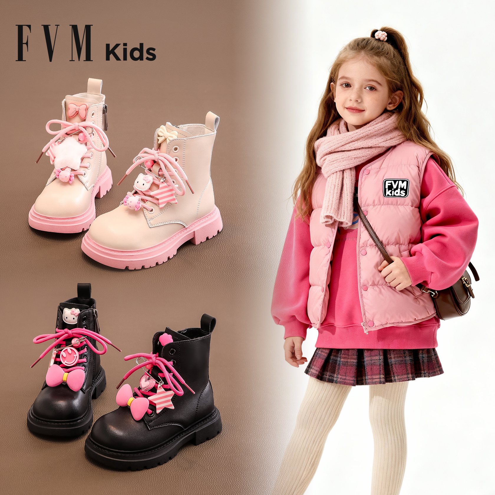 女童靴子儿童公主马丁短靴