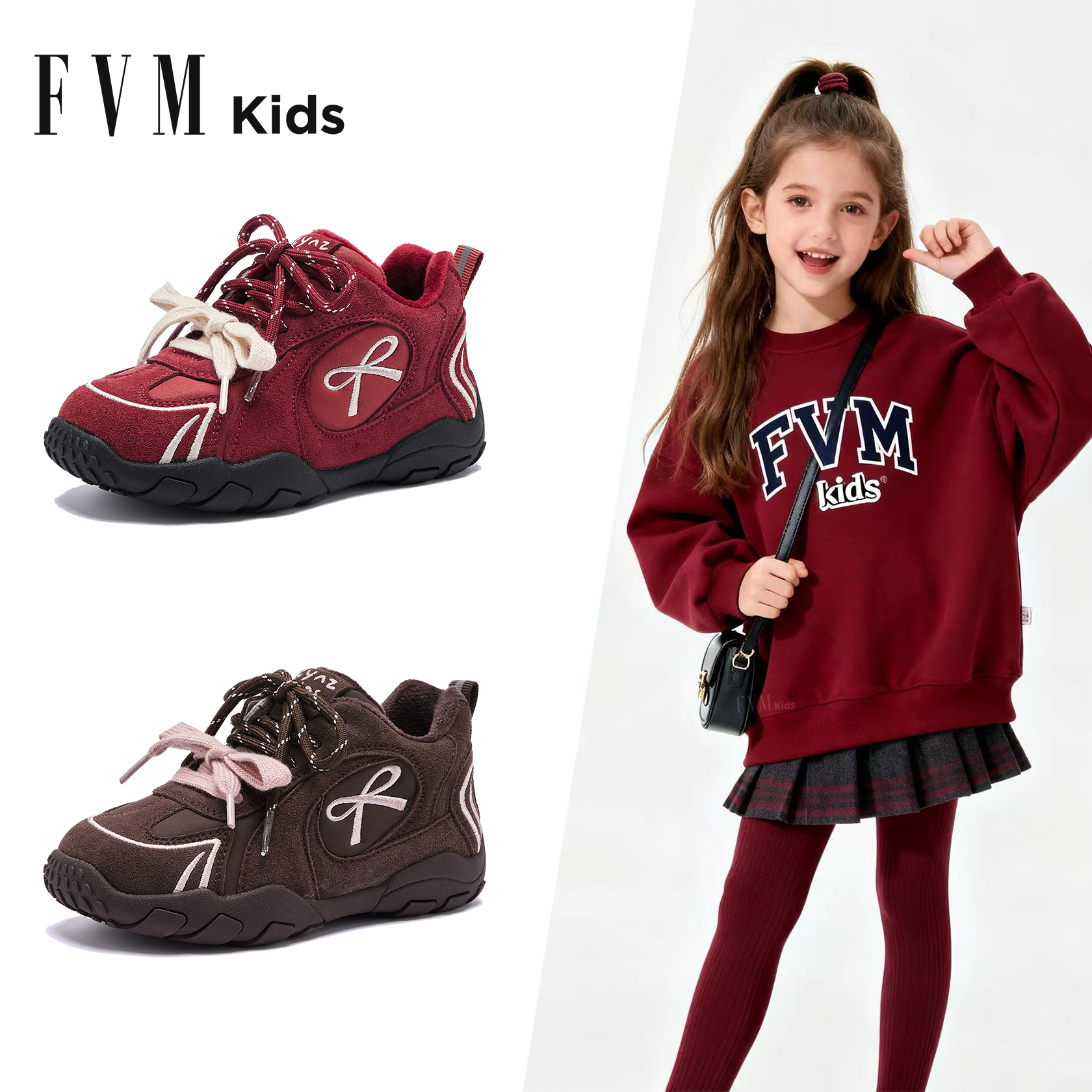 女童运动鞋加绒跑步冬鞋