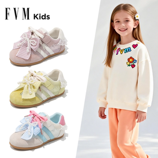FVM女童鞋子儿童运动板鞋2026新款春季黄色网面透气大童休闲德训