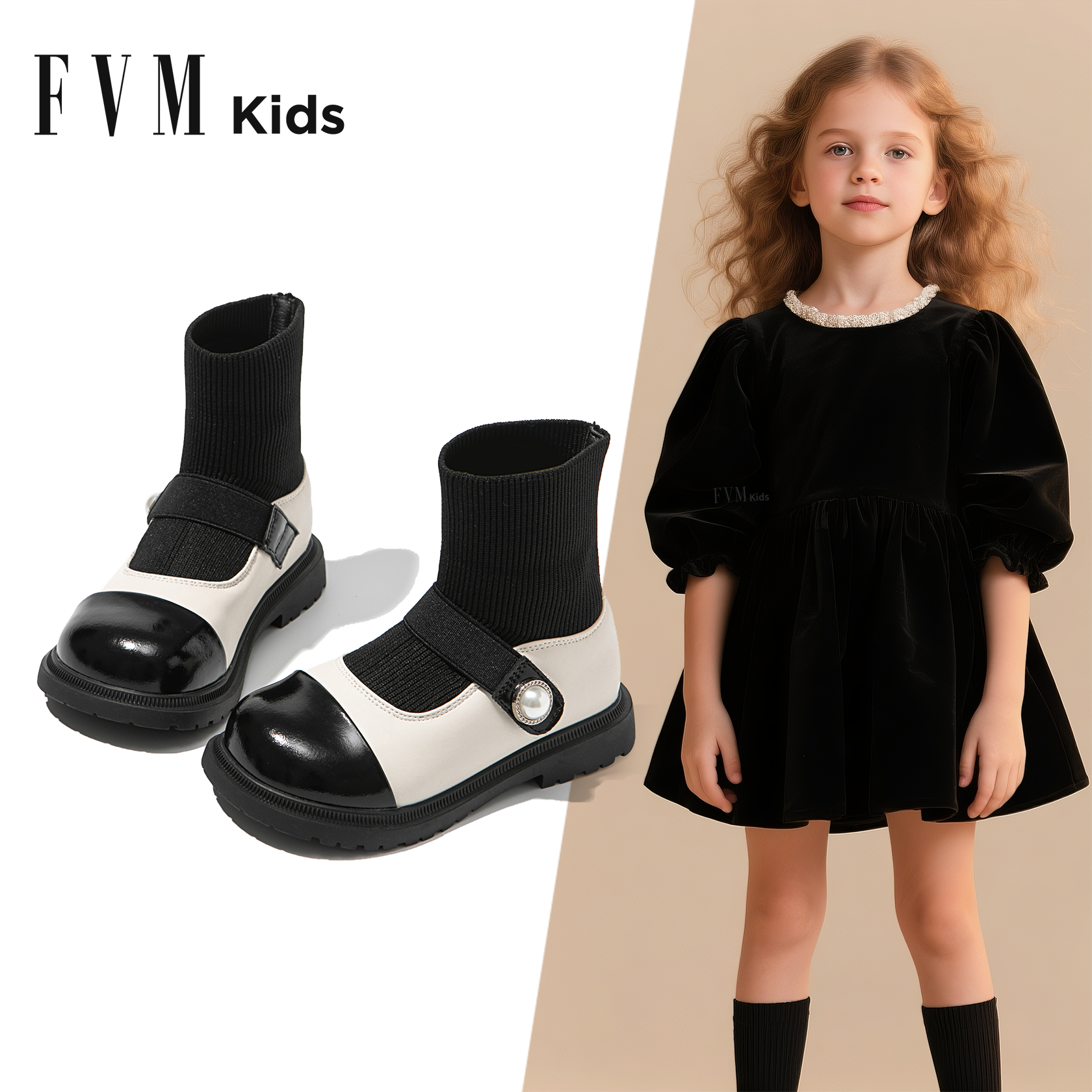 FVM马丁靴儿童秋冬季公主风袜靴