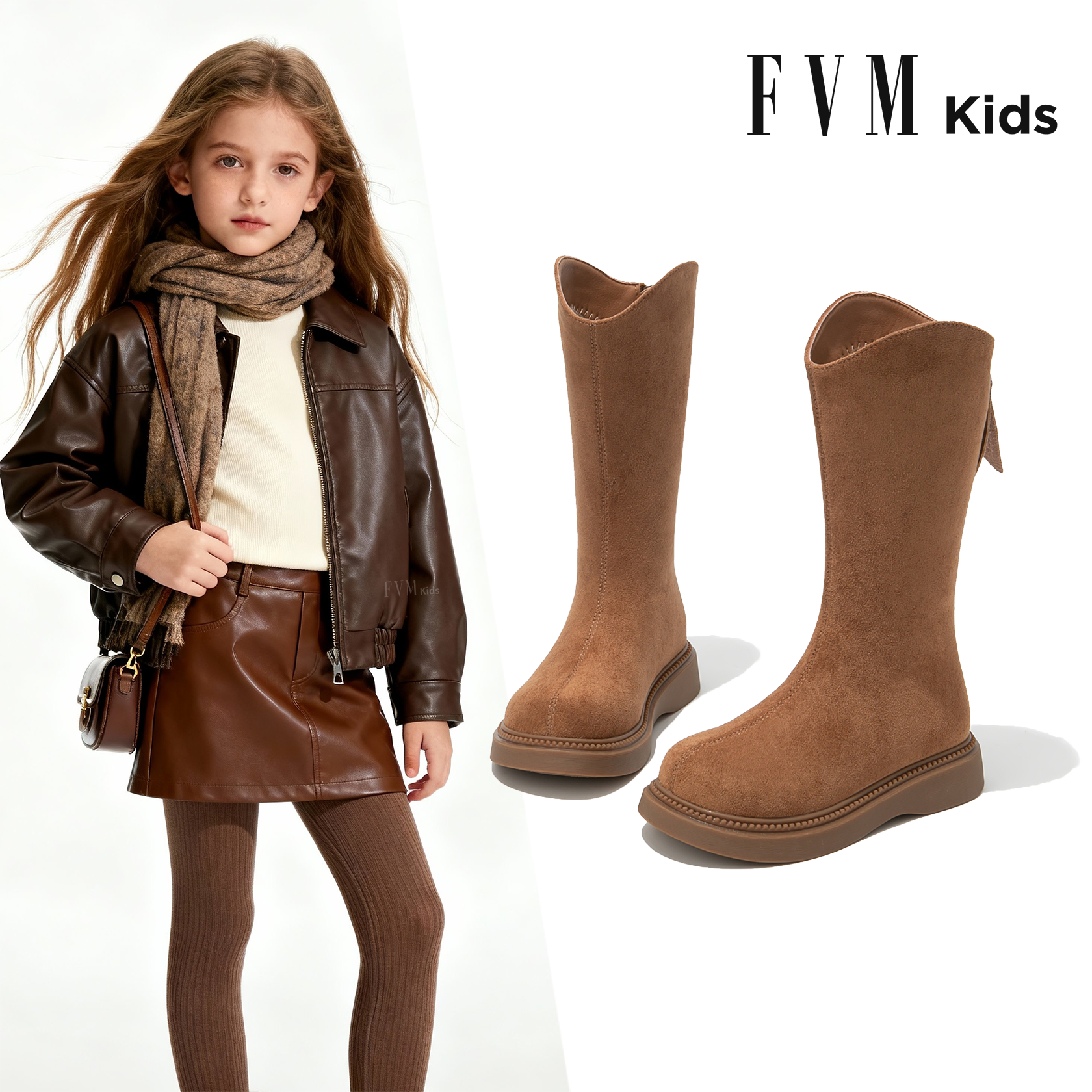 FVM女童鞋子儿童公主马丁长靴