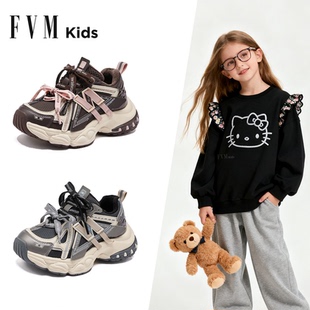 FVM女童鞋子儿童加绒运动鞋2026新款秋冬季大童老爹软底二棉冬鞋